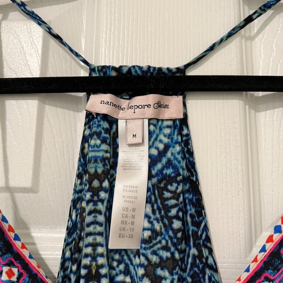 Nanette Lepore - Indigo Paisley Mini Dress Halter Beach Coverup - Picture 4 of 10